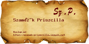 Szamák Priszcilla névjegykártya